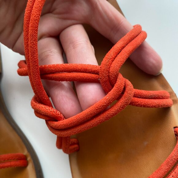 Nordstrom BP Bright Red Knot Strap Flat Sandals Size 7 - Picture 5 of 7